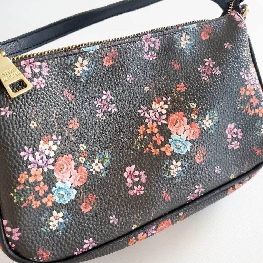 Steven Madden Small Floral Purse Black Red - Picture 5 of 13